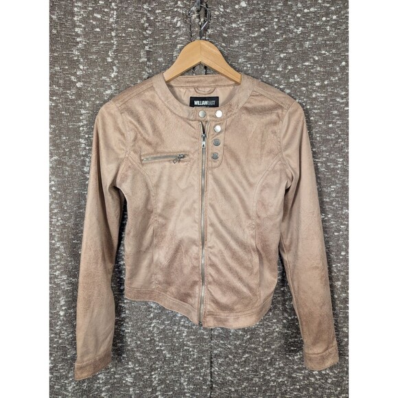 William Rast Justin Timberlake Women's Moto Jacket XS Faux‎ Suede Cropped Pink - Picture 1 of 7